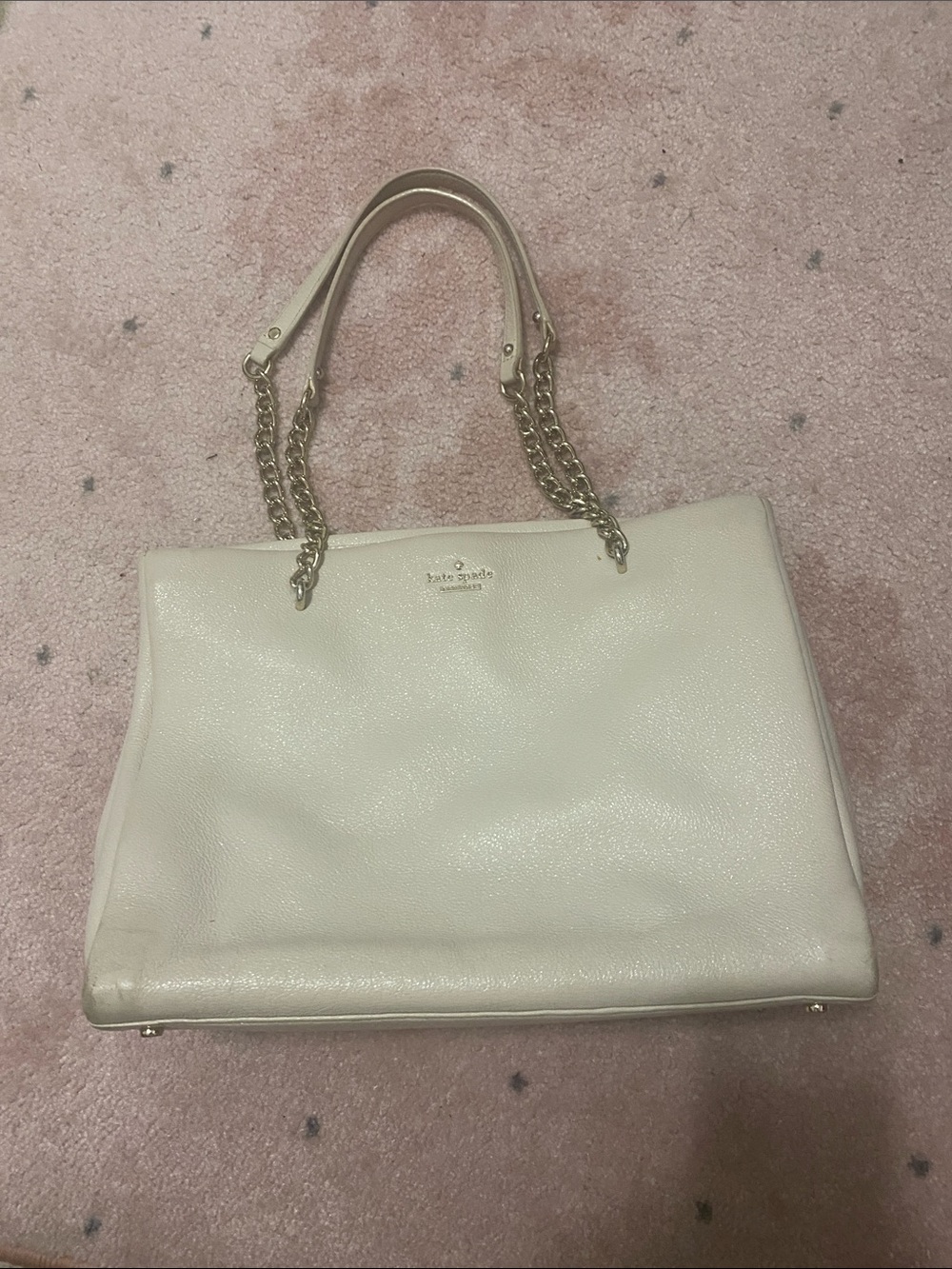 kate spade Cream Pebbled Leather Chain-Handle Tote